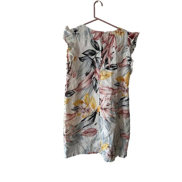 C&C California 100% Linen Tropical  Floral Print Dress Size L - Picture 5 of 9